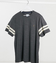 Серая футболка с манжетами на рукавах и логотипом Farah Stareton-Серый