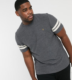 Темно-синяя футболка с манжетами на рукавах и с логотипом Farah Stareton-Темно-синий