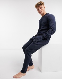 Темно-синие джоггеры и свитшот в стиле casual с логотипом Emporio Armani-Темно-синий