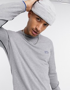 Серый вязаный джемпер с круглым вырезом BOSS Athleisure