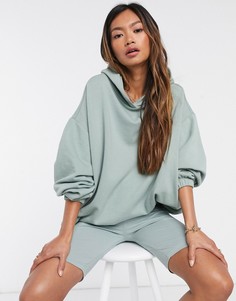 Худи-кокон в стиле "super oversized" с боковыми карманами шалфейно-зеленого цвета от комплекта ASOS DESIGN-Зеленый