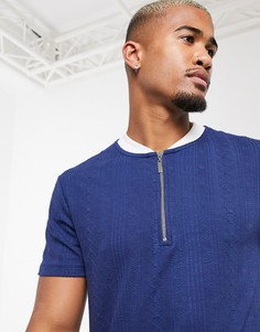 Фактурная футболка от комплекта с воротом на молнии ASOS DESIGN-Синий