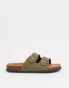 Сандалии с двумя пряжками цвета хаки Cotton On-Зеленый Cotton:On