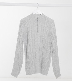 Светло-серый джемпер фактурной вязки с короткой молнией ASOS DESIGN Tall