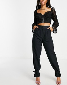 Черные брюки с завязками на щиколотках ASOS DESIGN-Черный