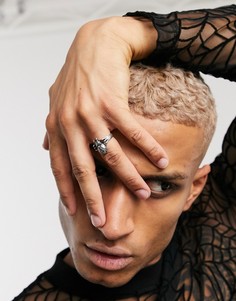 Серебристое фактурное кольцо с пауком ASOS DESIGN-Серебряный