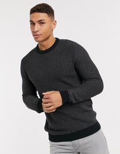Черный вязаный джемпер с контрастной основой Selected Homme
