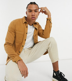 Коричневая фланелевая рубашка навыпуск с начесом ASOS DESIGN Tall-Светло-коричневый