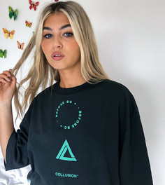 Oversized-футболка с окрашиванием тай-дай и принтом COLLUSION Unisex-Мульти