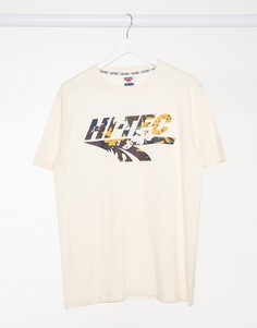 Футболка кремового цвета с большим камуфляжным логотипом Hi-Tec-Кремовый
