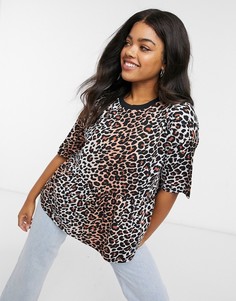 Свободный топ со звериным принтом ASOS DESIGN-Коричневый