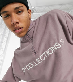 Флисовый oversized-свитшот с короткой молнией ASOS Dark Future Tall-Фиолетовый