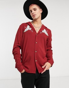 Рубашка классического кроя с вышивкой на груди ASOS DESIGN-Красный