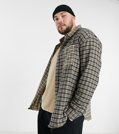 Oversized-рубашка большого размера в клетку в коричневых оттенках в стиле 90х ASOS DESIGN Plus-Коричневый