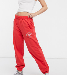 Красные джоггеры для миниатюрных в стиле oversized с отворотом на талии и логотипом «теннис» ASOS DESIGN Petite-Красный