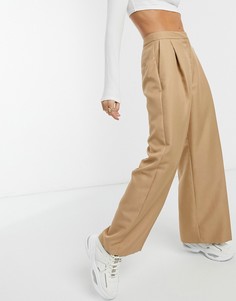 Бежевые свободные брюки с широкими штанинами ASOS DESIGN-Бежевый