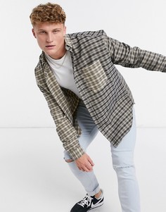 Oversized-рубашка в клетку в коричневых тонах в стиле 90-х ASOS DESIGN-Коричневый