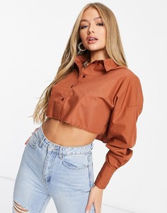 Короткая оранжевая рубашка с необработанным краем ASOS DESIGN-Оранжевый