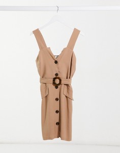 Бежевое платье мини на пуговицах River Island-Бежевый