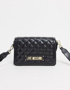Черная стеганая сумка через плечо Love Moschino-Черный