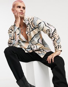 Oversized-рубашка в стиле 90-х с абстрактным рисунком ASOS DESIGN-Розовый
