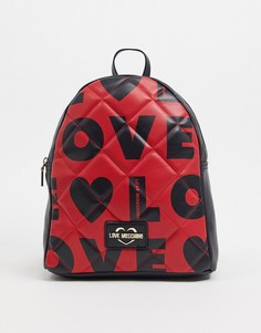 Красный рюкзак с принтом "love" Love Moschino
