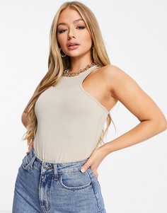 Бежевое боди в стиле борцовки ASOS DESIGN-Бежевый
