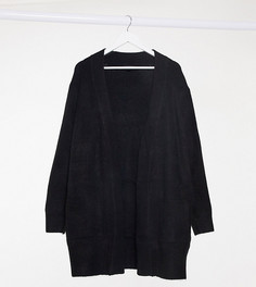 Черный удлиненный кардиган в рубчик New Look Curve