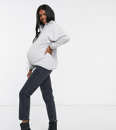Серый домашний свитшот с короткой молнией Pieces Maternity