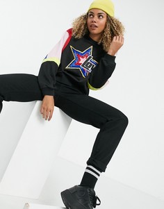Черный свитшот с логотипом в стиле колор блок Love Moschino