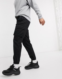 Черные брюки карго с поясом Bershka-Черный