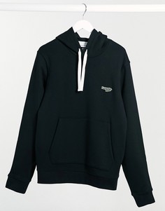 Худи черного цвета с названием марки и логотипом Lacoste-Черный