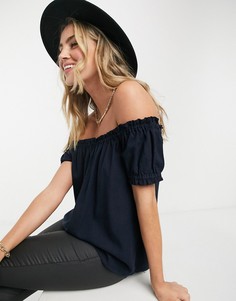 Темно-синий топ с открытыми плечами Vero Moda