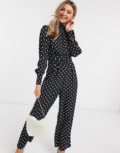 Комбинезон в горошек со сборками на талии ASOS DESIGN-Мульти