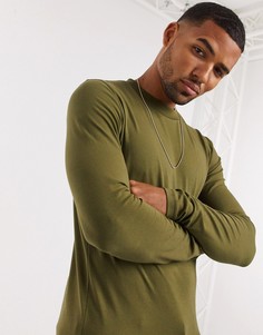 Облегающий лонгслив цвета хаки ASOS DESIGN-Зеленый