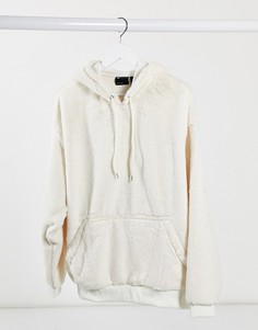 Бежевый oversize-худи из искусственного меха ASOS DESIGN