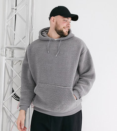 Серый oversized-худи из искусственного меха ASOS DESIGN Plus