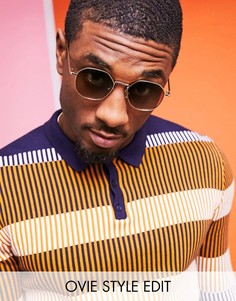 Солнцезащитные очки в золотистой оправе ASOS DESIGN-Золотой