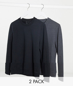 Набор из 2 облегающих свитшотов (черный/темно-серый) ASOS DESIGN-Мульти