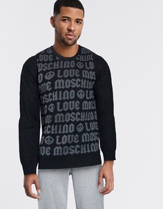 Жаккардовый джемпер с логотипом Love Moschino-Черный