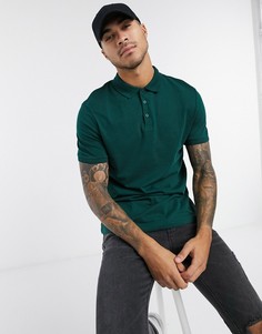 Темно-зеленое трикотажное поло из органического хлопка ASOS DESIGN-Зеленый