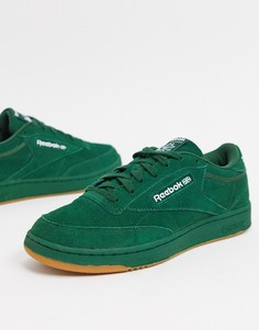 Замшевые кроссовки цвета хаки Reebok Club C 85-Зеленый