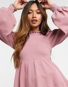Розовый джемпер с оборками и присборенным верхом ASOS DESIGN