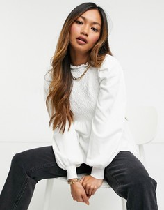 Кремовый джемпер с оборками и присборенным верхом ASOS DESIGN