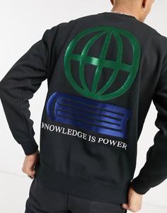 Черный свитшот Obey с принтом «Knowledge»