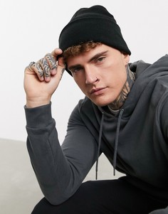 Черная шапка-бини ASOS DESIGN-Черный