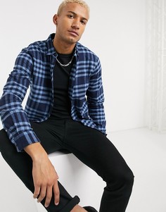 Рубашка с ворсом в синюю клетку Jack & Jones Originals-Синий