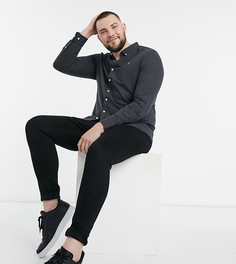 Темно-серая оксфордская приталенная рубашка с логотипом Farah Brewer-Серый