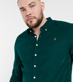 Темно-зеленая приталенная рубашка из мелкого вельвета Farah Fontella-Зеленый