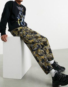 Черные джоггеры с принтом в стиле барокко Versace Jeans Couture-Черный